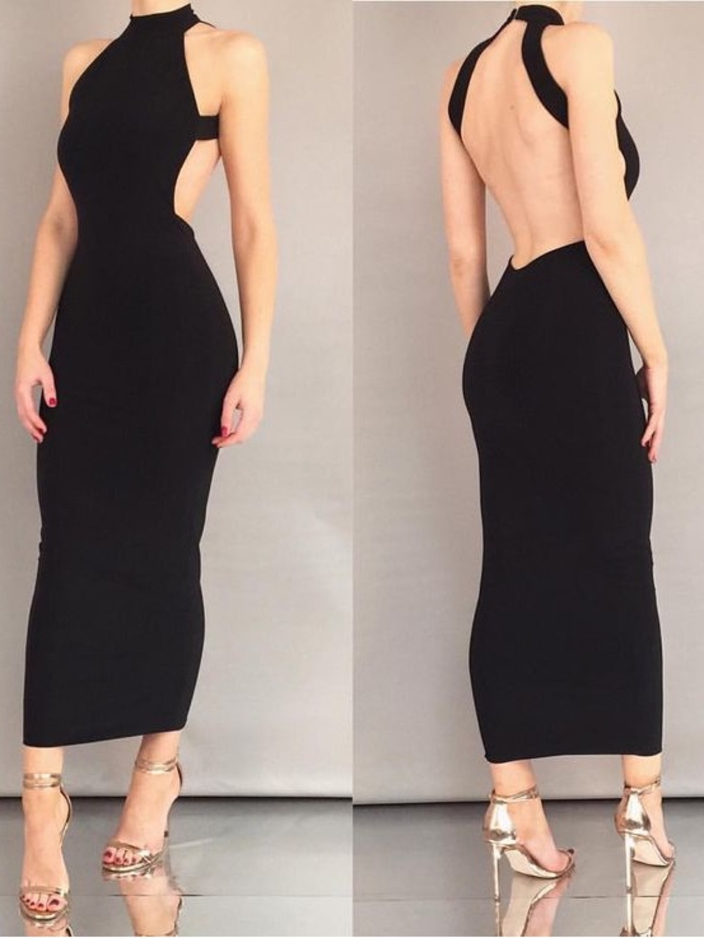 AYM midi backless halter dress
